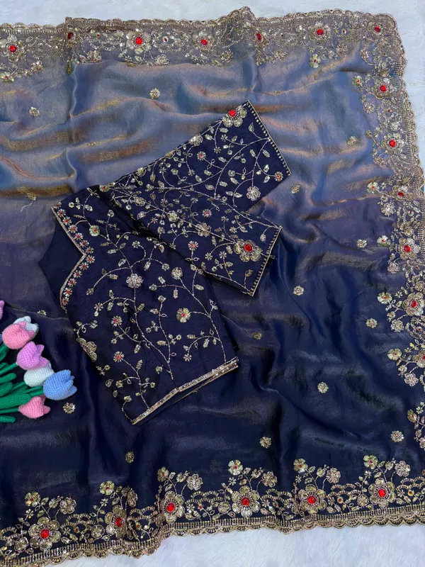 Navy_Dual_Shaded_Space_Silk_Saree