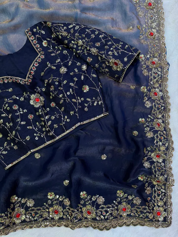 Navy_Dual_Shaded_Space_Silk_Saree