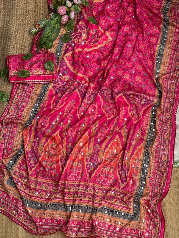 Rani_Ajarakh_Print_Mirror_Embroidered_Saree