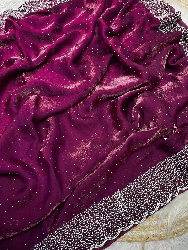 Wine_Soft_Silk_Handwork_Designer_Saree