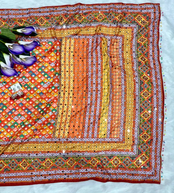 Yellow_Ajarakh_Print_Mirror_Work_Saree