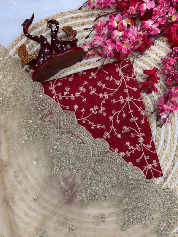 Cream_Tissue_Silk_Embroidered_Designer_Saree