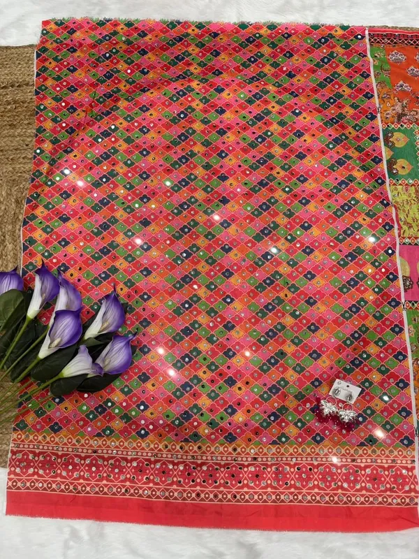 Orange_Ajarakh_Print_Mirror_Work_Saree