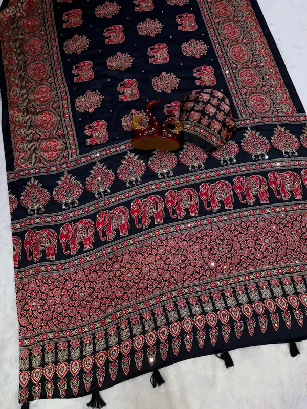 Black_Ajarakh_Print_Mirror_Work_Saree