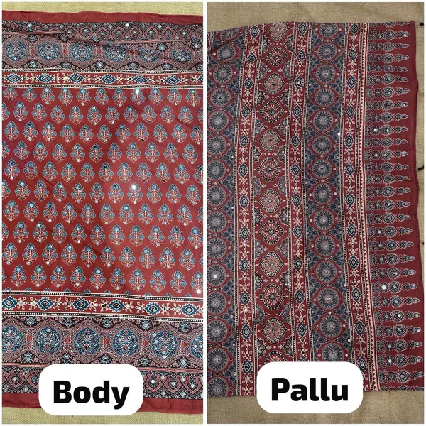 Maroon_Ajarakh_Print_Mirror_Work_Saree