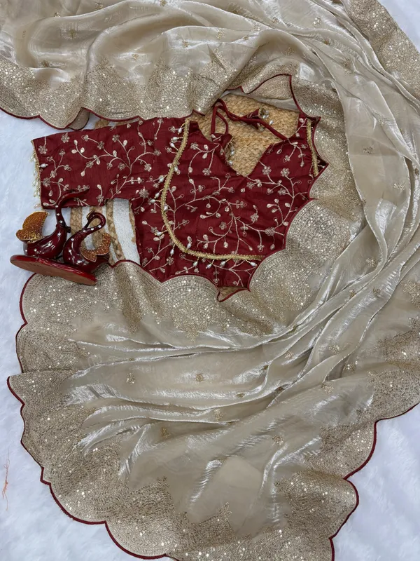 Cream_Space_Satin_Silk_Designer_Saree