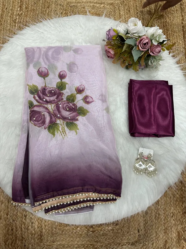 Wine_Katdana_and_Beads_Hand-Embroidered_Saree