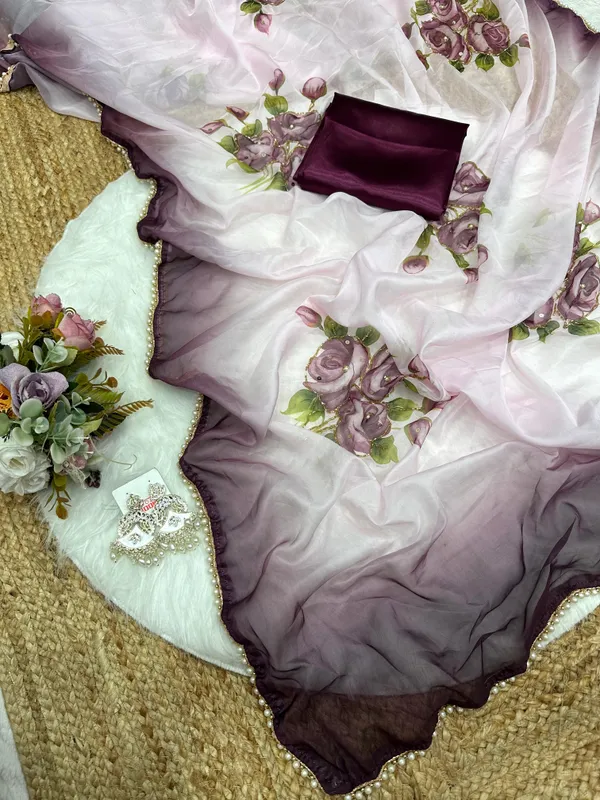 Wine_Katdana_and_Beads_Hand-Embroidered_Saree