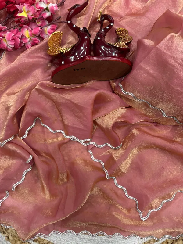 Peach_Soft_Silk_Handwork_Designer_Saree