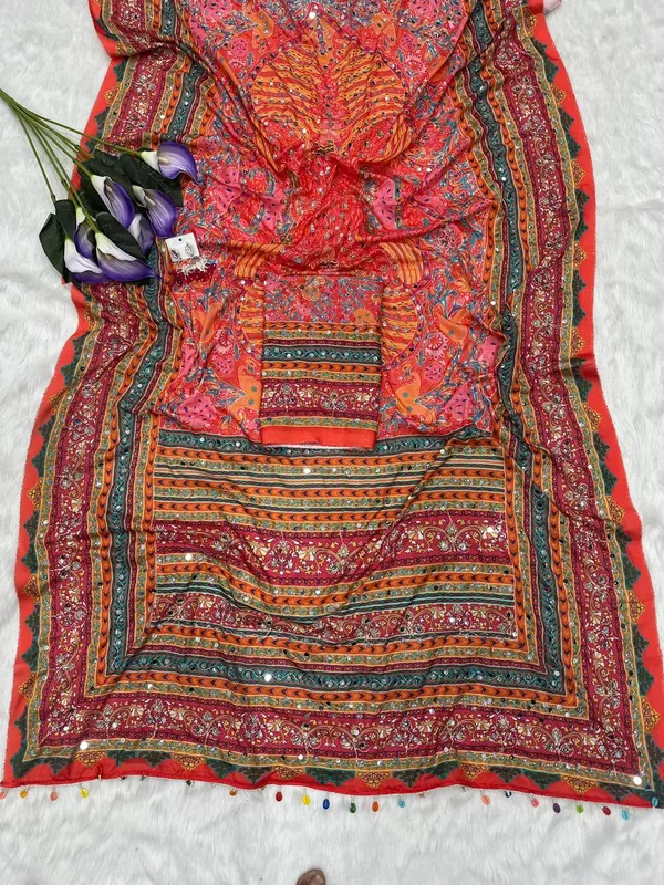 Orange_Ajarakh_Print_Mirror_Embroidered_Saree