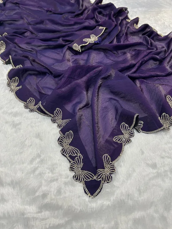Purple_Space_Silk_Butterfly_Diamond_Work_Designer_Saree