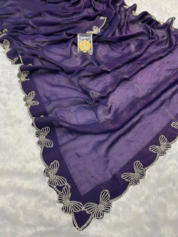 Purple_Space_Silk_Butterfly_Diamond_Work_Designer_Saree