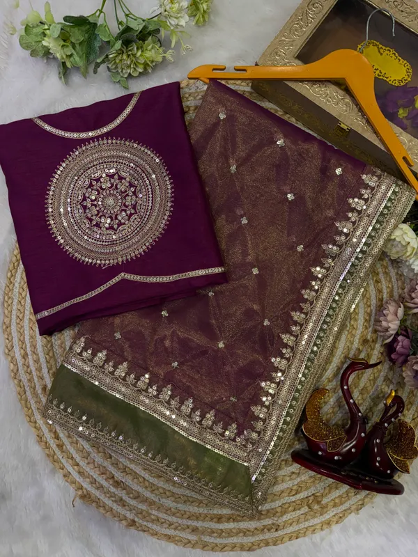Wine_Organza_Silk_Embroidered_Saree
