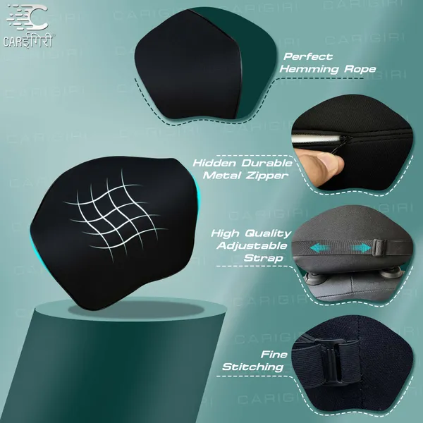 Carigiri_CurvaRest_Car_Neck_Rest_Pillow|_1_Year_Warranty|_Memory_Foam_Neck_Pillow|_Car_Seat_Headrest_Cushion|_Car_Neck_Pillow_for_Neck_Pain_Relief_in_Office,Driving_(Medium,Black,White_Hemming,Pack_of_1)