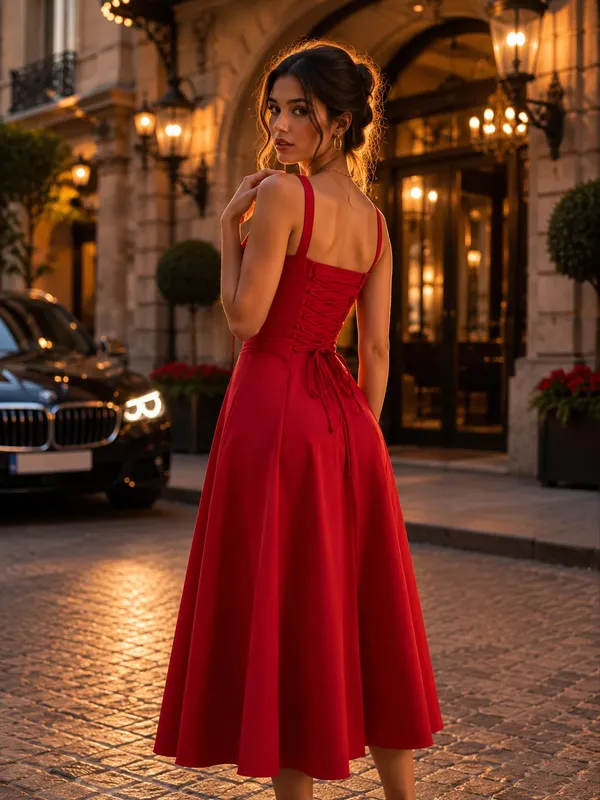 Red_Aura_Scarlet_Luxe_Lace-Up_Bodycon_One_Piece_Dress_