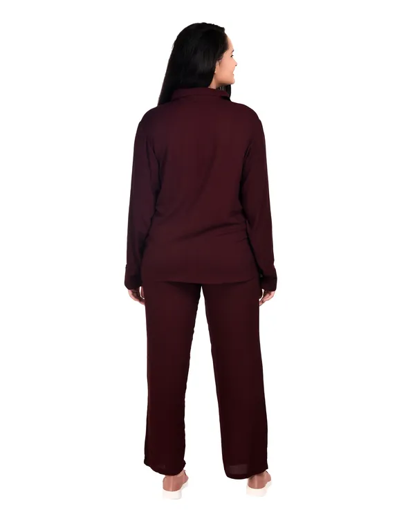 Dark_Chocolate_Rayon_Long_Sleeve_Top_Co-Ord_Set_For_Women