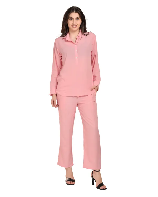 Pink_Rayon_Long_Sleeve_Top_Co-Ord_Set_For_Women