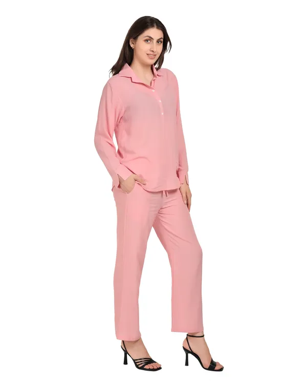 Pink_Rayon_Long_Sleeve_Top_Co-Ord_Set_For_Women