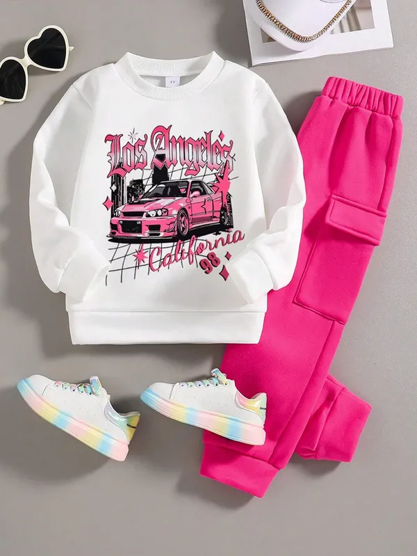 Car_California_White_Printed_T-Shirt_and_Pink_Color_Joggeres_Set_for_Girls