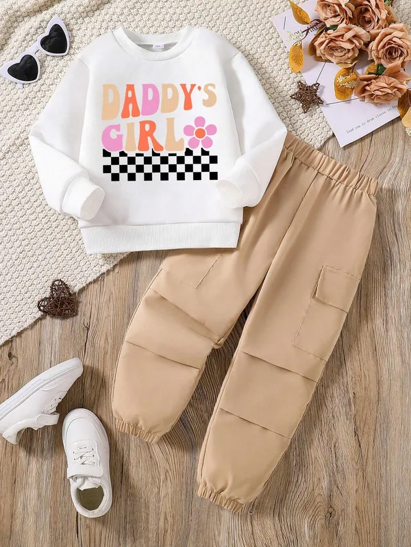 Daddy's_Girl_White_Printed_T-Shirt_and_Brown_Color_Joggeres_Set_for_Girls