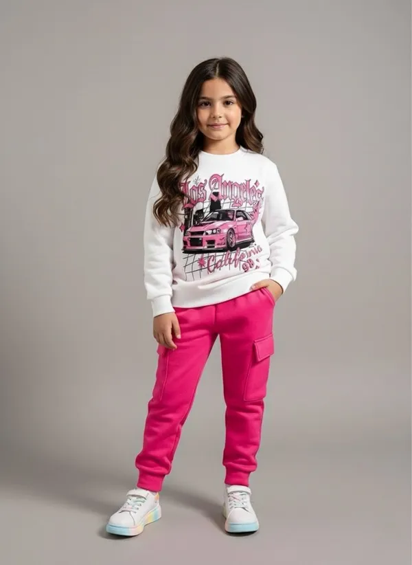 Car_California_White_Printed_T-Shirt_and_Pink_Color_Joggeres_Set_for_Girls