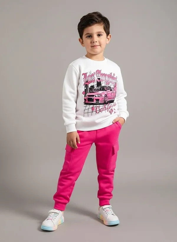 Car_California_White_Printed_T-Shirt_and_Pink_Color_Joggeres_Set_for_Girls
