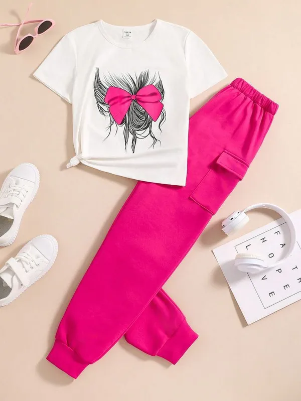 Pink_Ribbon_Printed_White_T-shirt_and_Pink_Color_Joggeres_Set_for_Girls