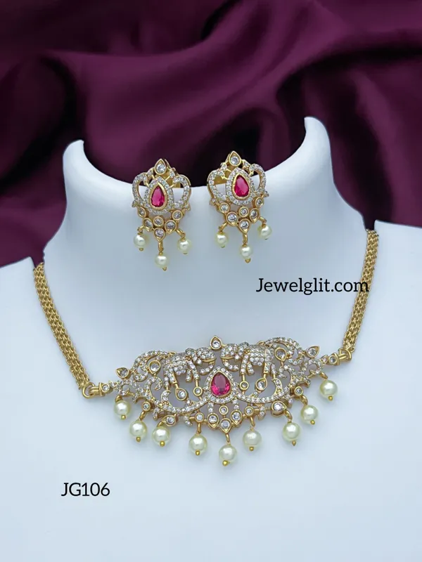 Sparkling_American_Diamond_Stone_Necklace_With_Earring.