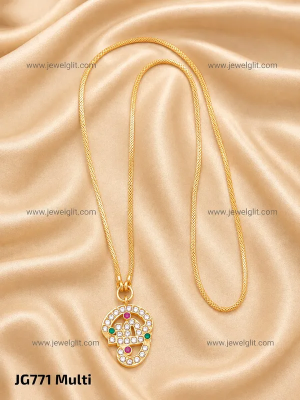 PREMIUM_GOLD_PLATED_CZ_STONE_OM_PENDANT_NECKLACE_FOR_WOMEN