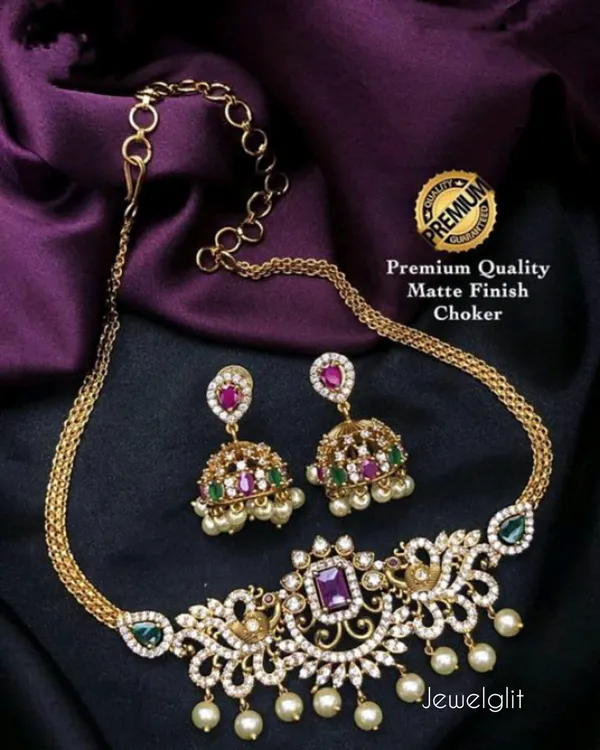 Elite_Ruby_&_White_Matte_Finish_American_Diamond/_Cz_Stone_Necklace