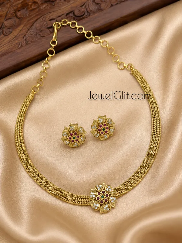 Princess_Multicolour_Matte_Finish_Flower_Choker
