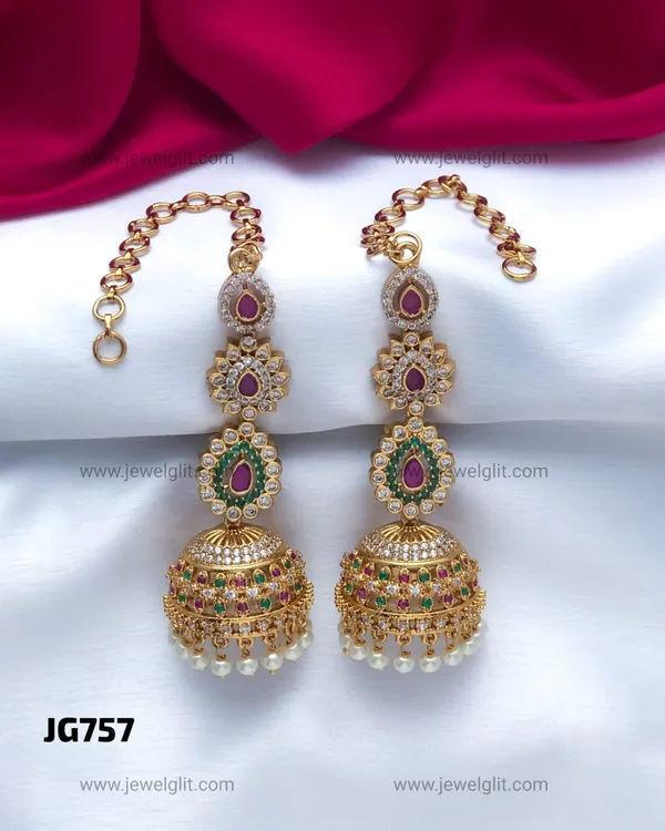 DESIGNER_MATTE_AD_STONE_JHUMKA_WITH_ATTACHED_MATAL_FOR_WOMEN