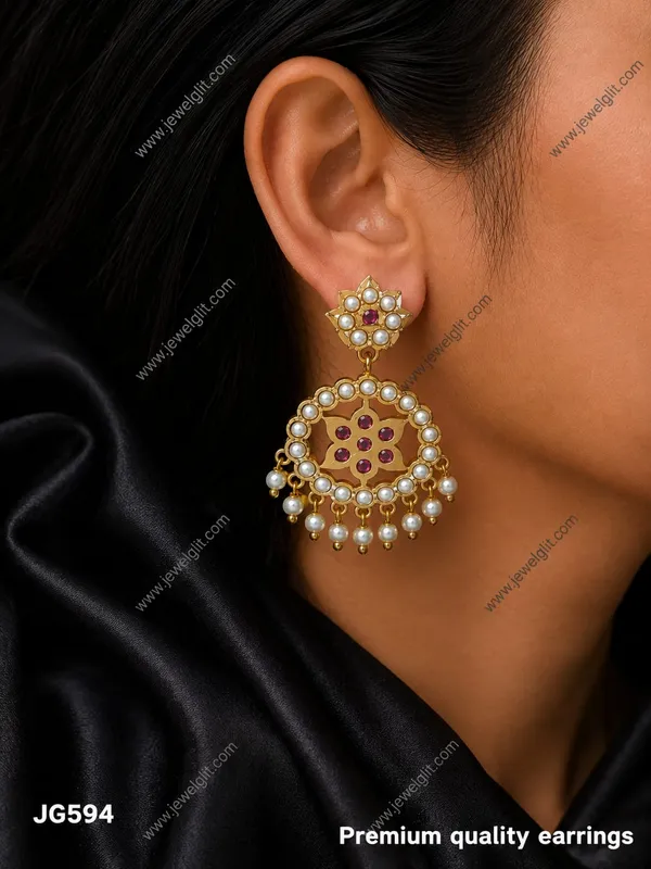 Gold-Plated_Ruby_&_Pearl_Floral_Chandbali_Earrings