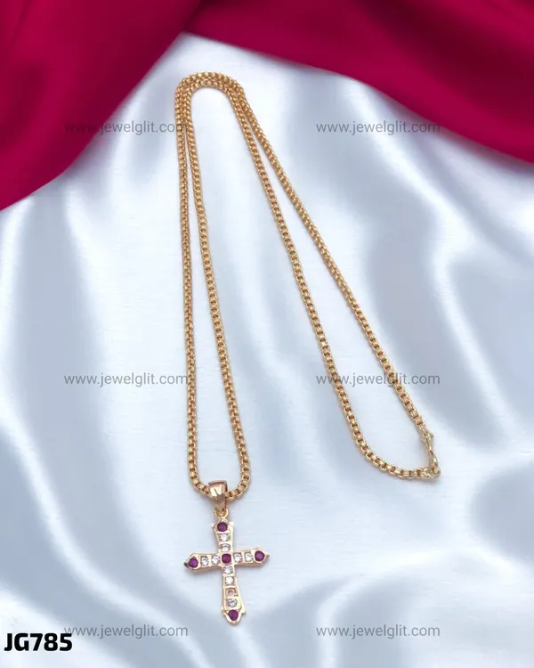 Elegant_Rose_Gold_Cross_Pendant_and_chain_with_Ruby_&_CZ_Stones_|_Daily_Wear_Christian_Jewelry