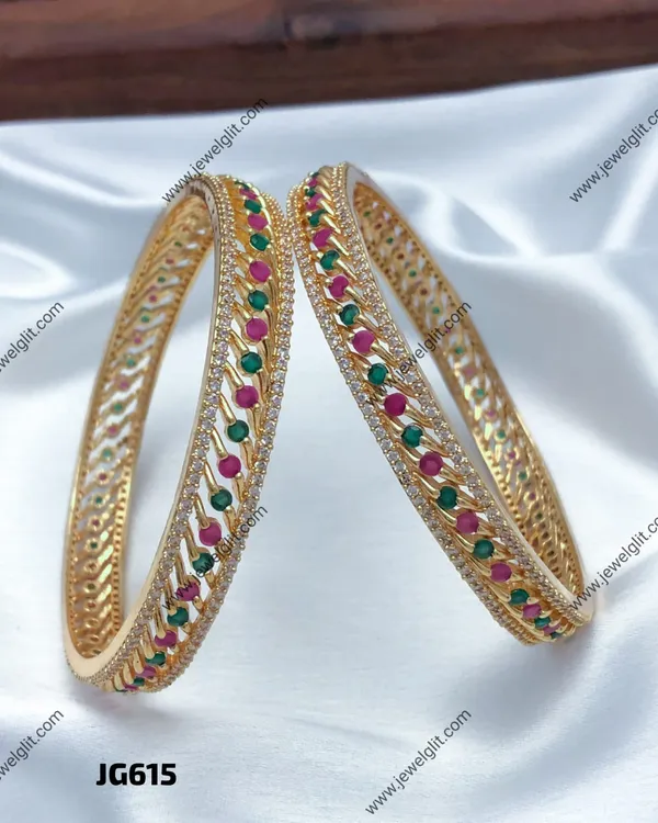 Elegant_Ruby_&_Emerald_Stone_Gold-Plated_Designer_Bangles_Set