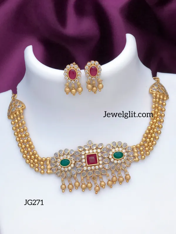 Elegent_AD_Stone_Choker_With_Earring.