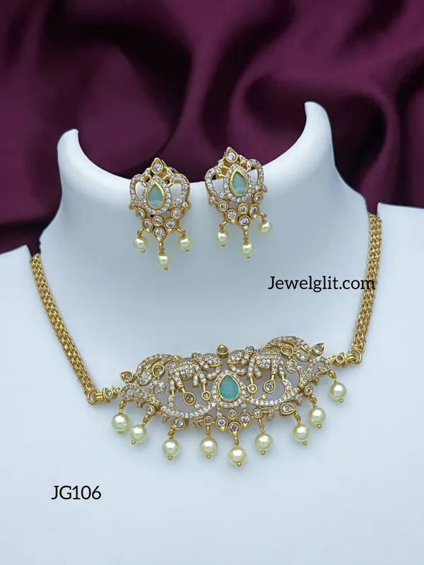 Elegent_American_Diamond_Stone_Necklace_With_Earring.