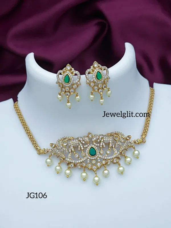 Elegent_American_Diamond_Stone_Necklace_with_Earring.
