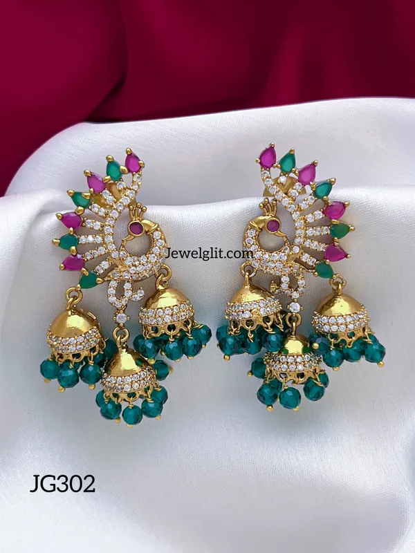 Elegent_AD_Stone_Peacock_Earring
