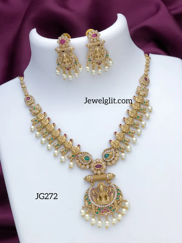 Elegent_AD_Stone_Pearl_Necklace_With_Earring.