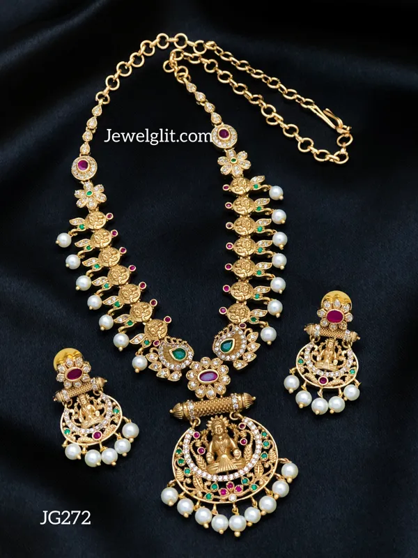 Elegent_AD_Stone_Pearl_Necklace_With_Earring.