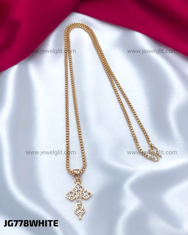 Gold_Plated_CZ_Stone_Cross_Pendant_Necklace_Box_Chain_for_Women_&_Girls