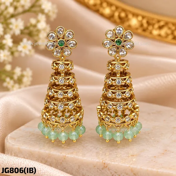 Gold-Plated_Floral_American_Diamond_&_Pearl_Drop_Earrings