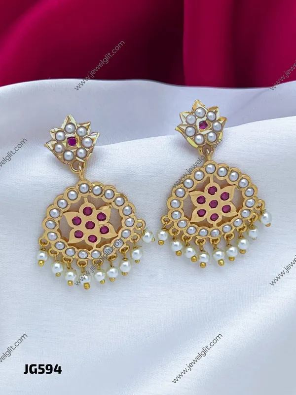 Gold-Plated_Ruby_&_Pearl_Floral_Chandbali_Earrings