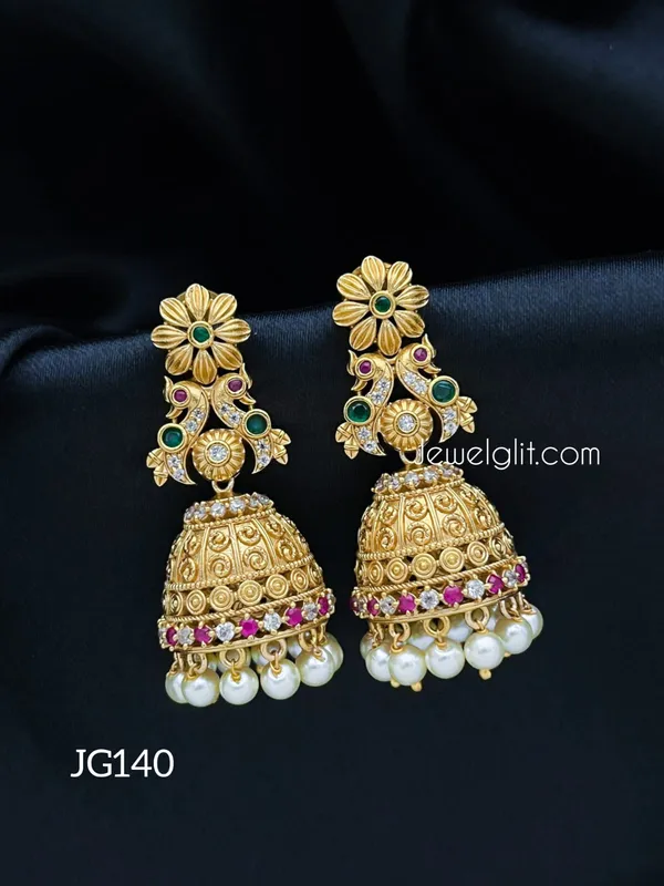 Matte_Traditional_Peacock_Beads_Jhumka