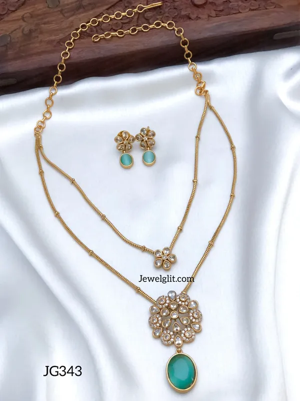 Imitation_AD_Stone_2Layer_Necklace_With_Earring