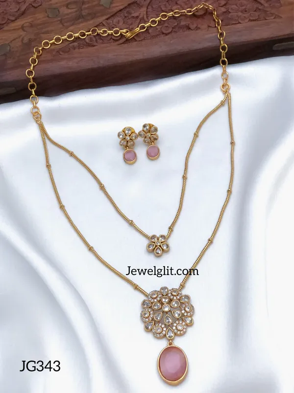 Imitation_AD_Stone_2Layer_Necklace_With_Earring