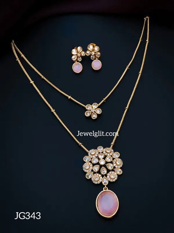 Imitation_AD_Stone_2Layer_Necklace_With_Earring