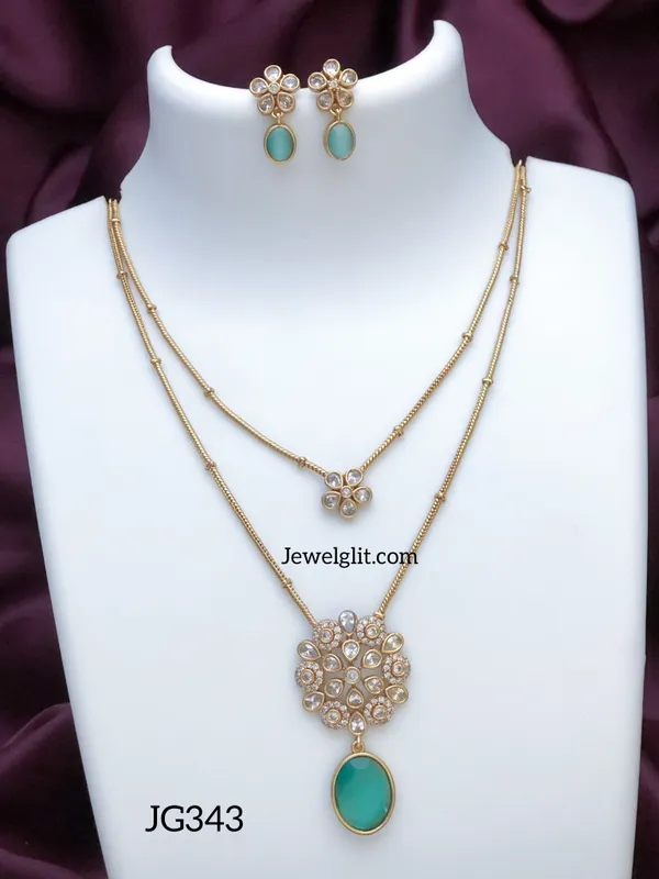 Imitation_AD_Stone_2Layer_Necklace_With_Earring