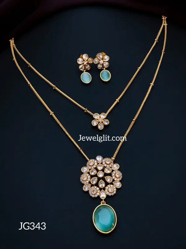 Imitation_AD_Stone_2Layer_Necklace_With_Earring